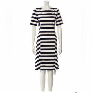 Tory Burch Navy and White Augusta Midi Dress Size M BNWT